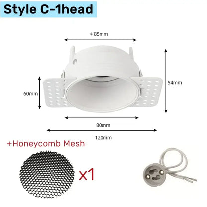 White honeycomb double head square led downlight living room fixture