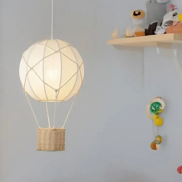 White hot air balloon chandelier – kids room macrame pendant light
