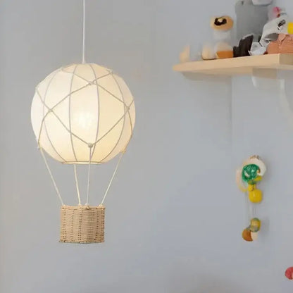 White hot air balloon chandelier – kids room macrame pendant light