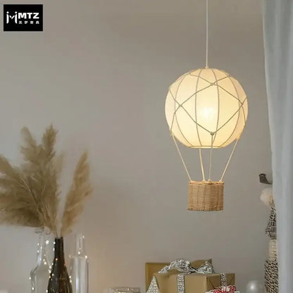 White hot air balloon chandelier – kids room macrame pendant light