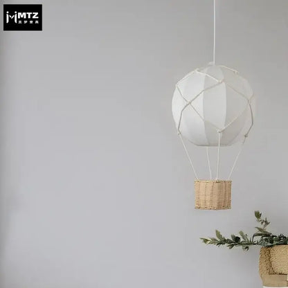 White hot air balloon chandelier – kids room macrame pendant light