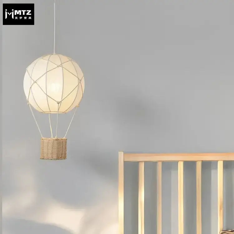 White hot air balloon chandelier – kids room macrame pendant light