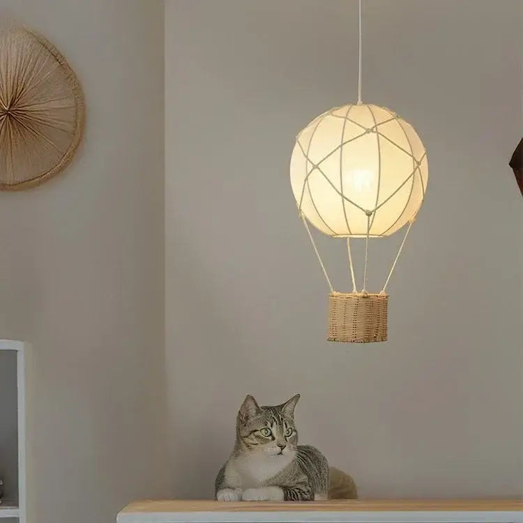 White hot air balloon chandelier – kids room macrame pendant light