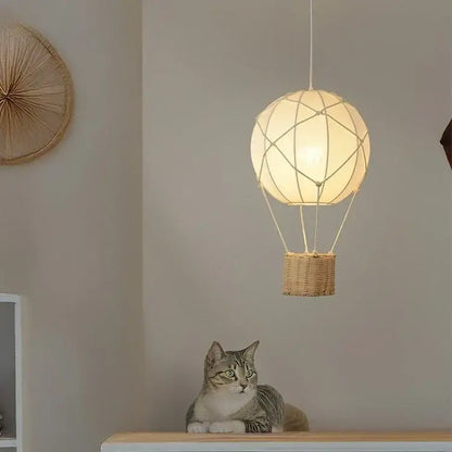 White hot air balloon chandelier – kids room macrame pendant light