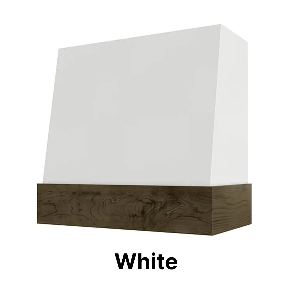 Wood Range Hood With Angled Front and Walnut Band - 30", 36", 42", 48", 54" and 60" Widths Available