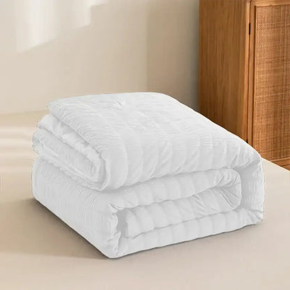 White king size seersucker quilt bedroom soft all season comforter