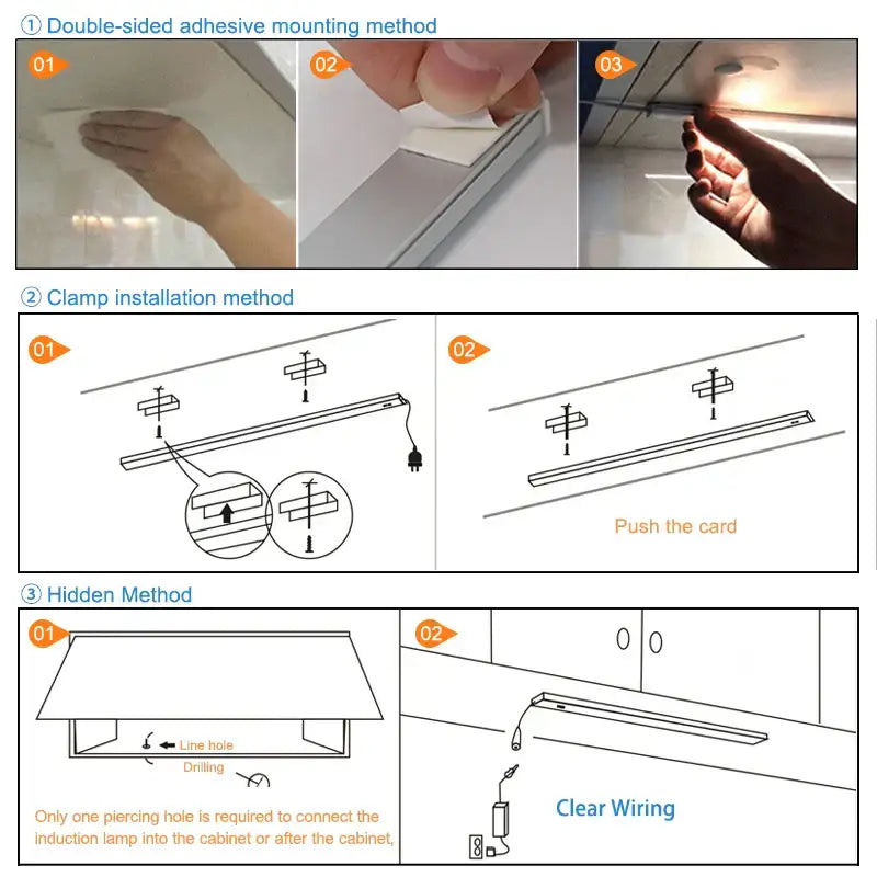 White led motion sensor cabinet light kitchen under counter lamp