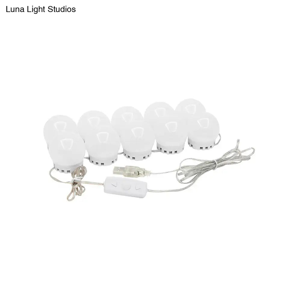 DecorBites™ White LED Vanity Strip: Sphere Design for Dressing Room Minimalism and Enhanced Makeup Lighting