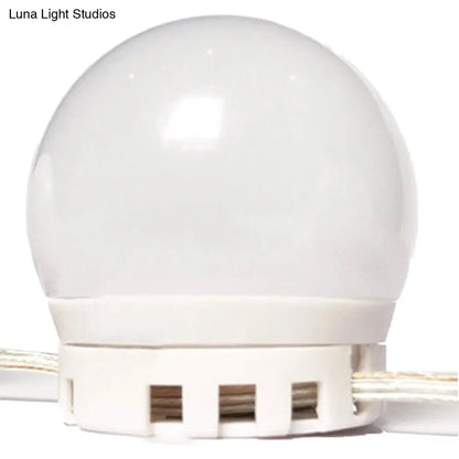 DecorBites™ White LED Vanity Strip: Sphere Design for Dressing Room Minimalism and Enhanced Makeup Lighting