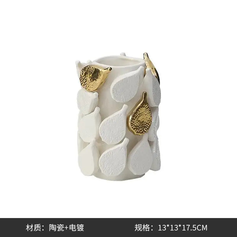 White lemon carambola design ceramic vase living room decor