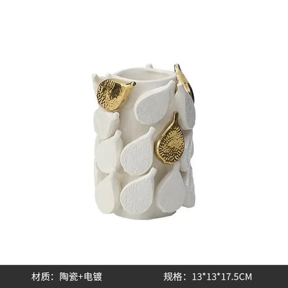 White lemon carambola design ceramic vase living room decor