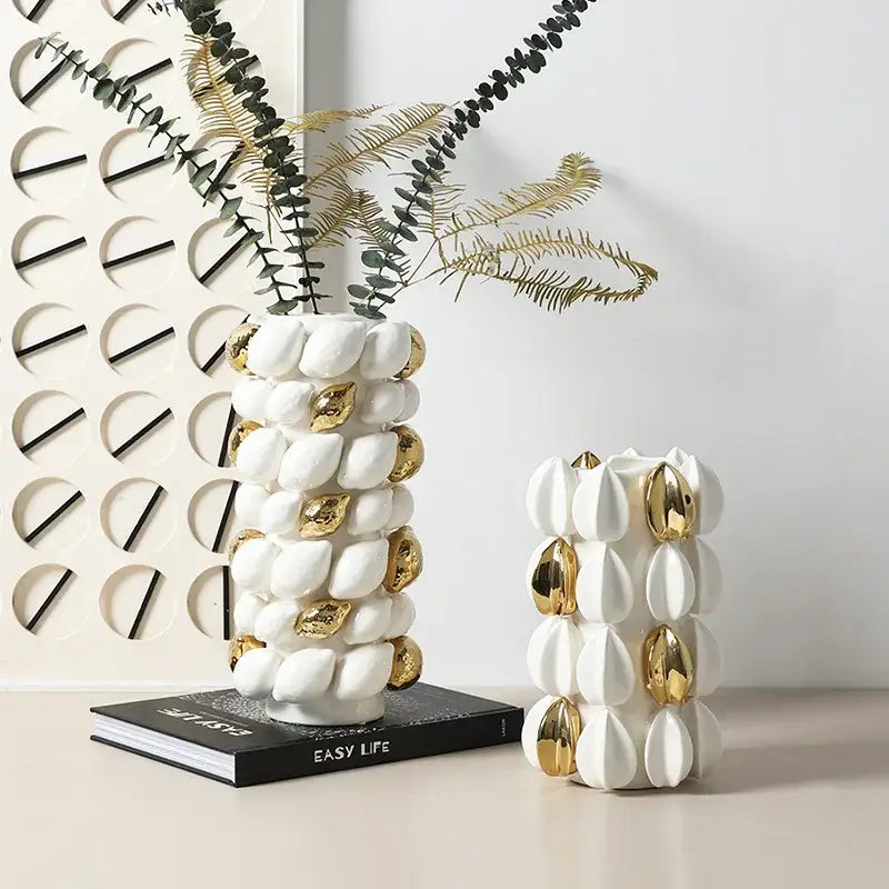 White lemon carambola design ceramic vase living room decor