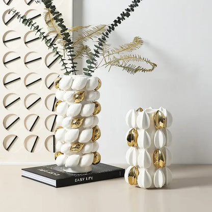 White lemon carambola design ceramic vase living room decor