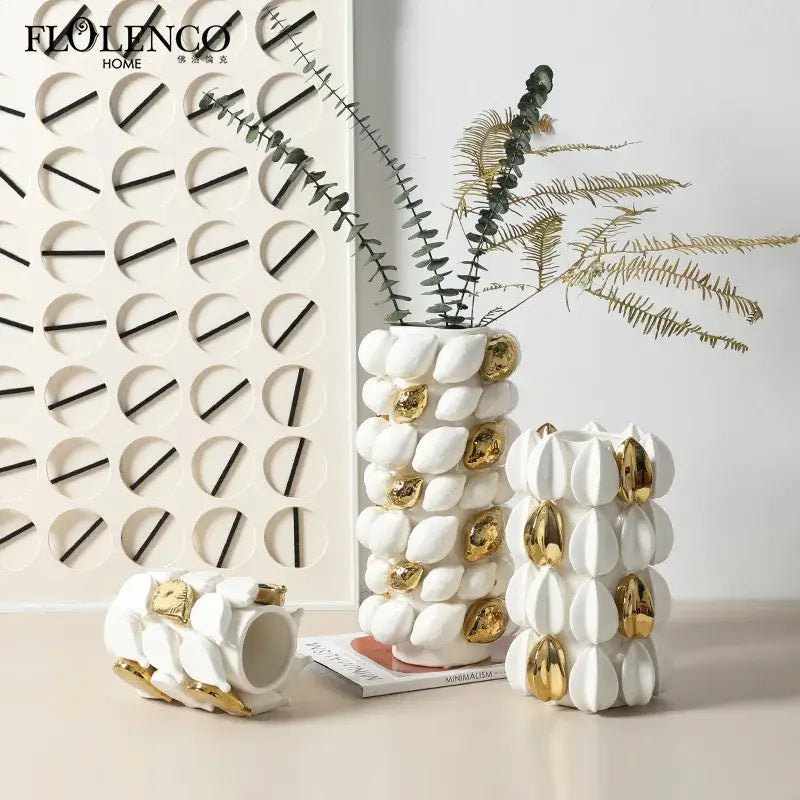White lemon carambola design ceramic vase living room decor