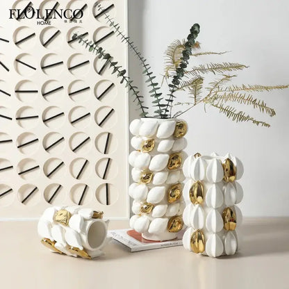 White lemon carambola design ceramic vase living room decor