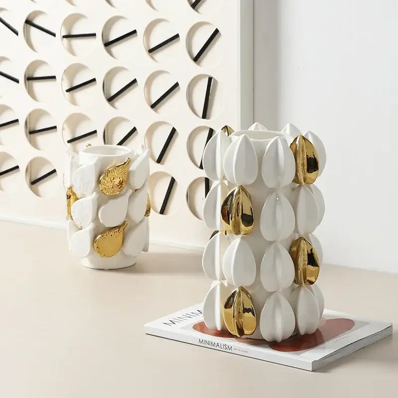 White lemon carambola design ceramic vase living room decor