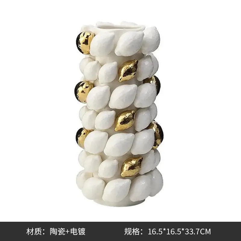 White lemon carambola design ceramic vase living room decor