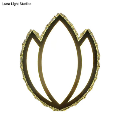 DecorBites™ White Lotus Petal LED Wall Sconce with Crystal Shade - Modern Warm/White Lighting