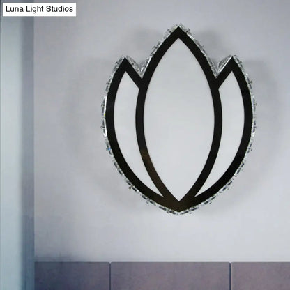 DecorBites™ White Lotus Petal LED Wall Sconce with Crystal Shade - Modern Warm/White Lighting