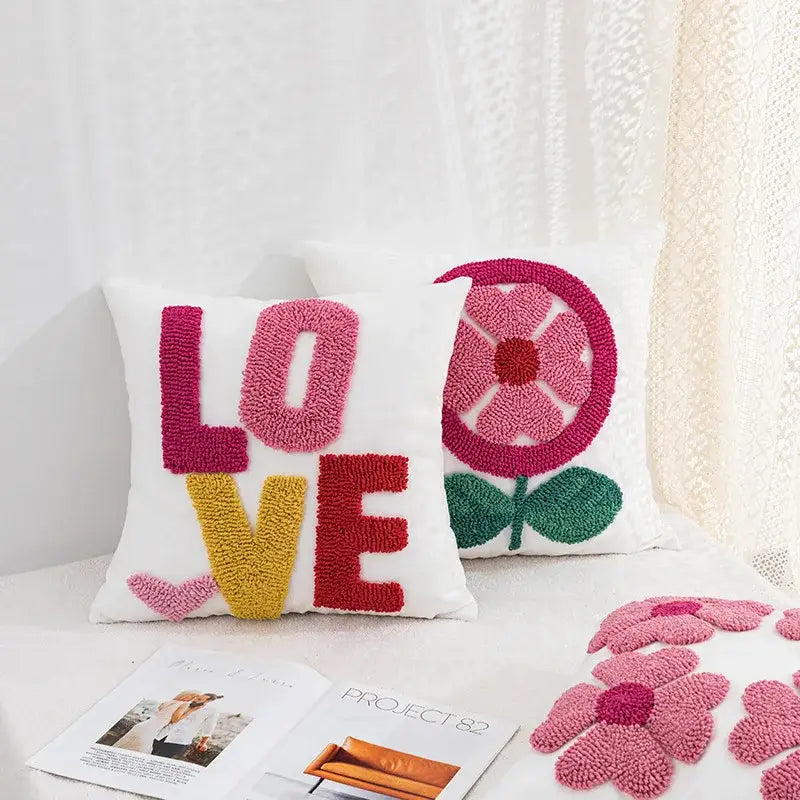 White love floral decorative sofa pillowcase living room cushion cover