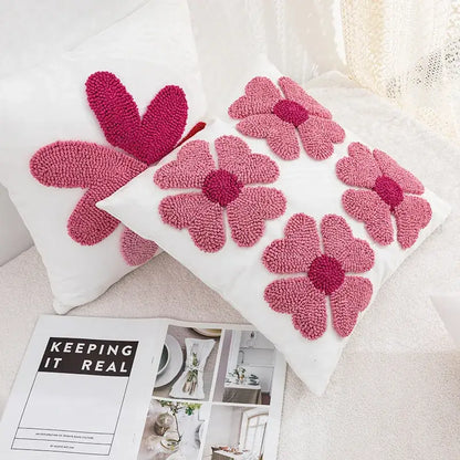 White love floral decorative sofa pillowcase living room cushion cover