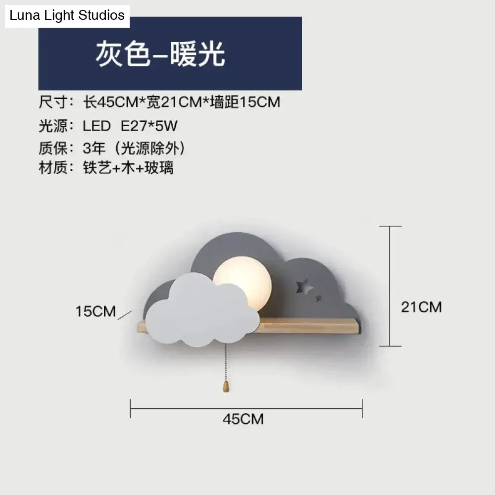 White macaron led cloud wall lamps for children bedroom