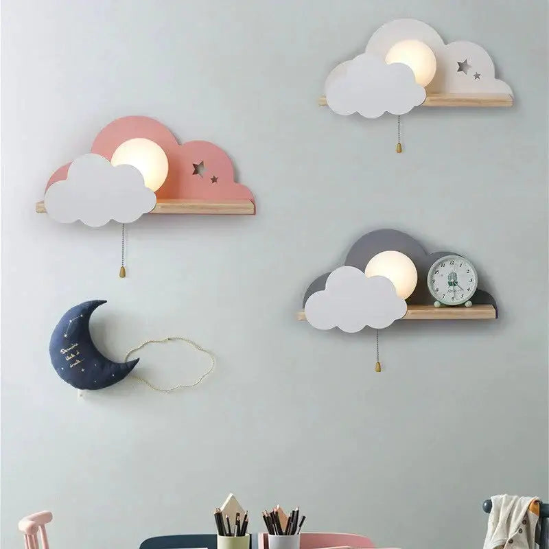 White macaron led cloud wall lamps for children bedroom