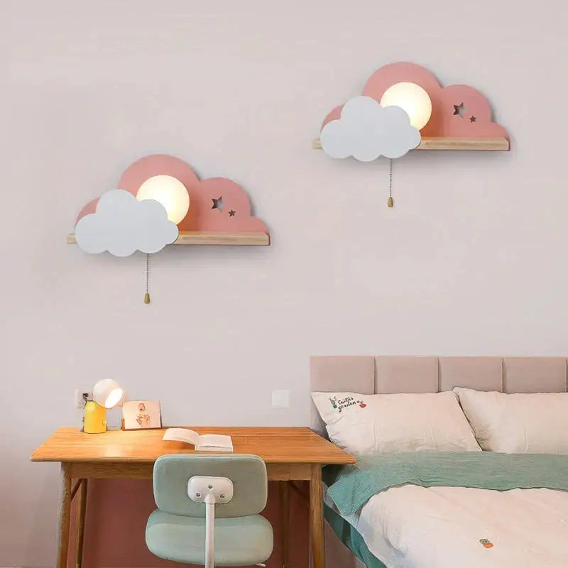 White macaron led cloud wall lamps for children bedroom