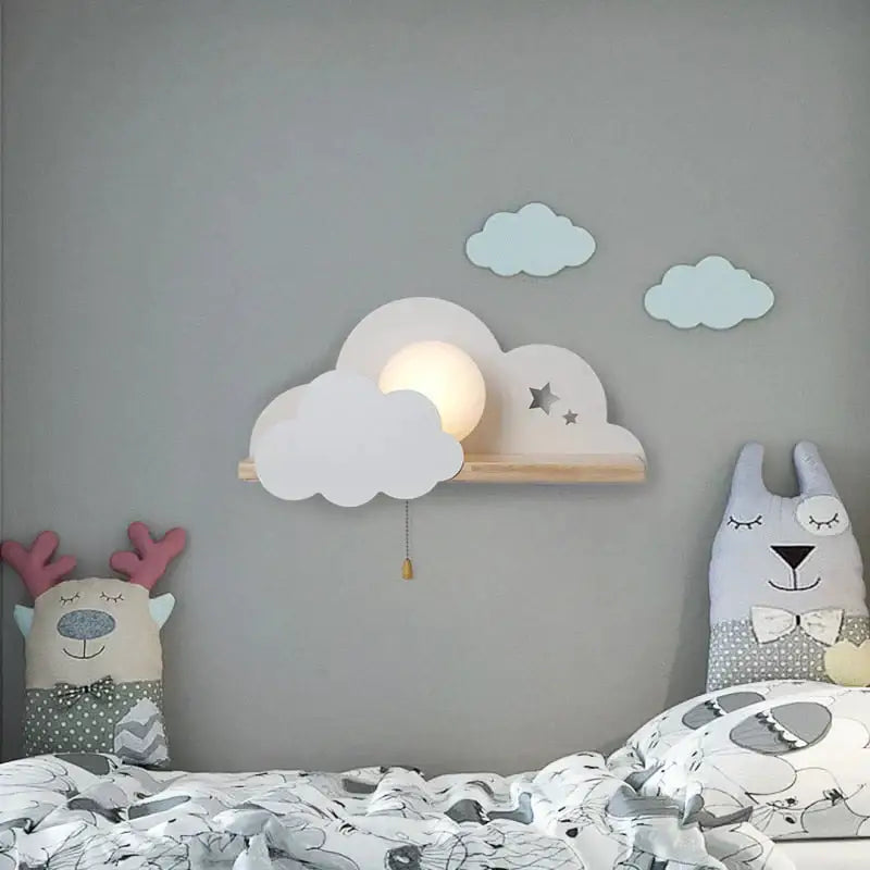 White macaron led cloud wall lamps for children bedroom