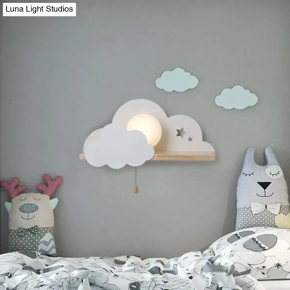 White macaron led cloud wall lamps for children bedroom