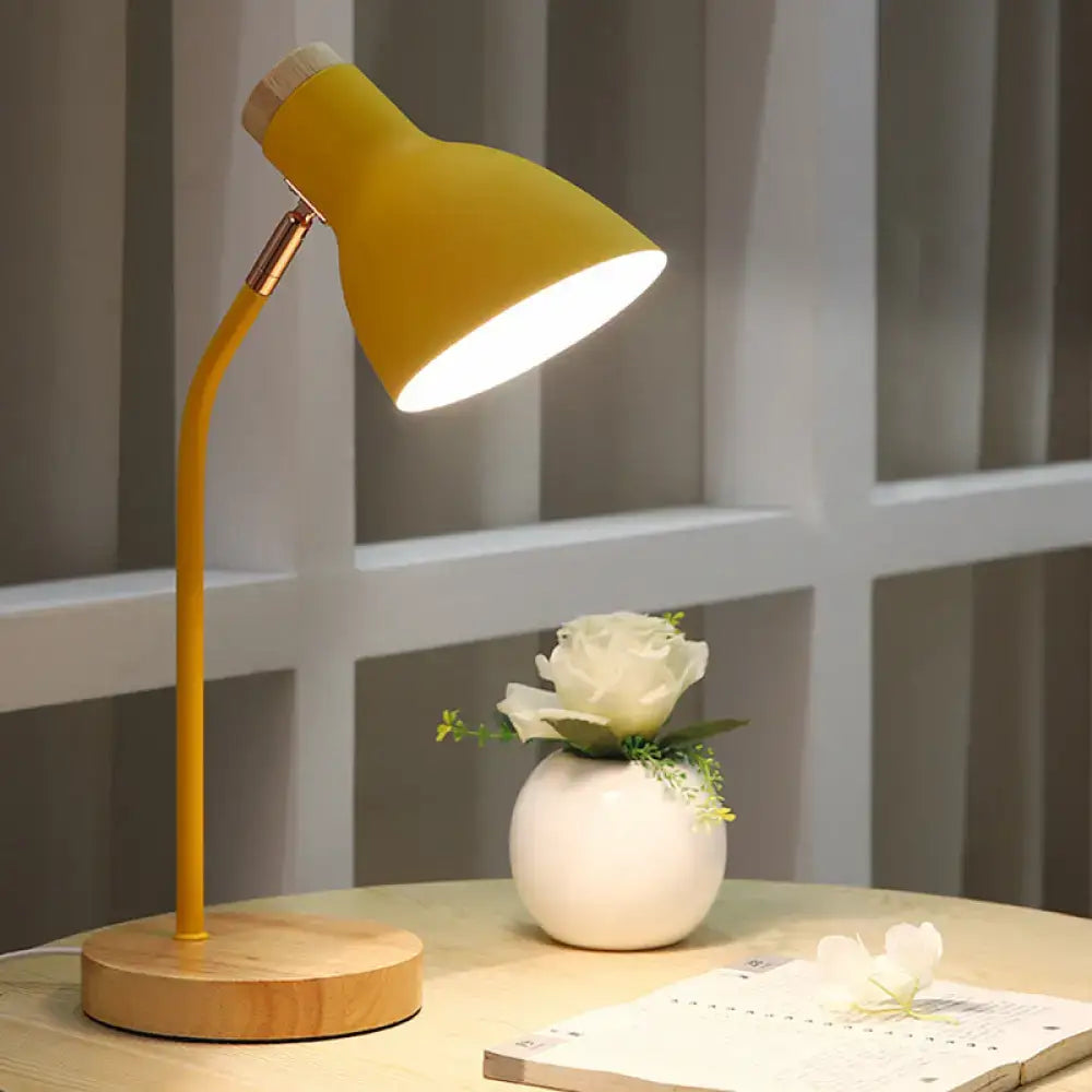 White macaron metal table light bedroom adjustable gooseneck lamp