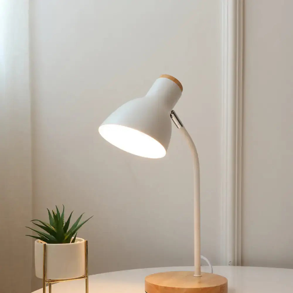 White macaron metal table light bedroom adjustable gooseneck lamp