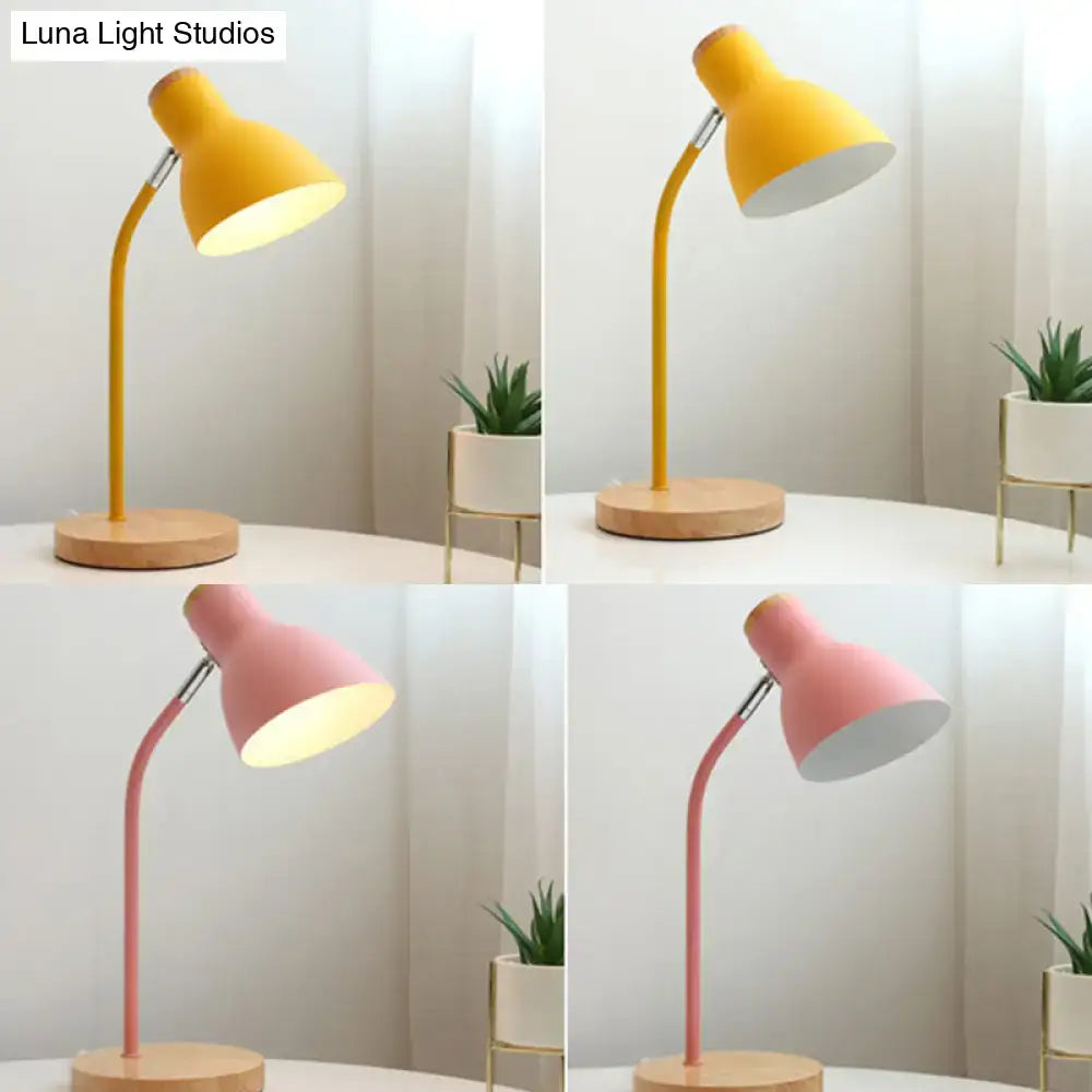 White macaron metal table light bedroom adjustable gooseneck lamp