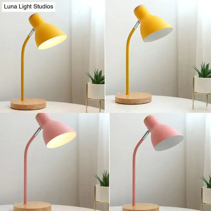 White macaron metal table light bedroom adjustable gooseneck lamp