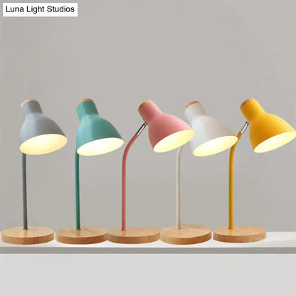 White macaron metal table light bedroom adjustable gooseneck lamp