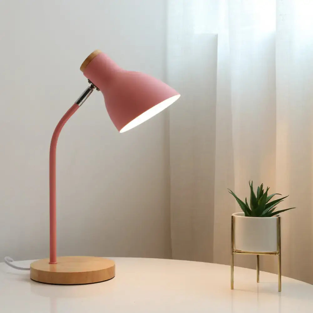 White macaron metal table light bedroom adjustable gooseneck lamp