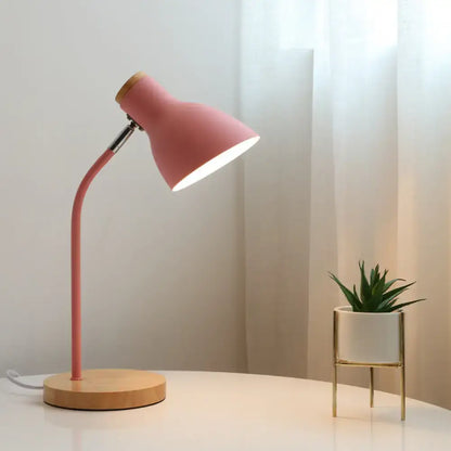 White macaron metal table light bedroom adjustable gooseneck lamp