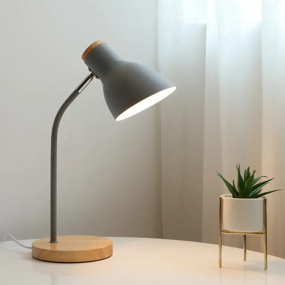 White macaron metal table light bedroom adjustable gooseneck lamp