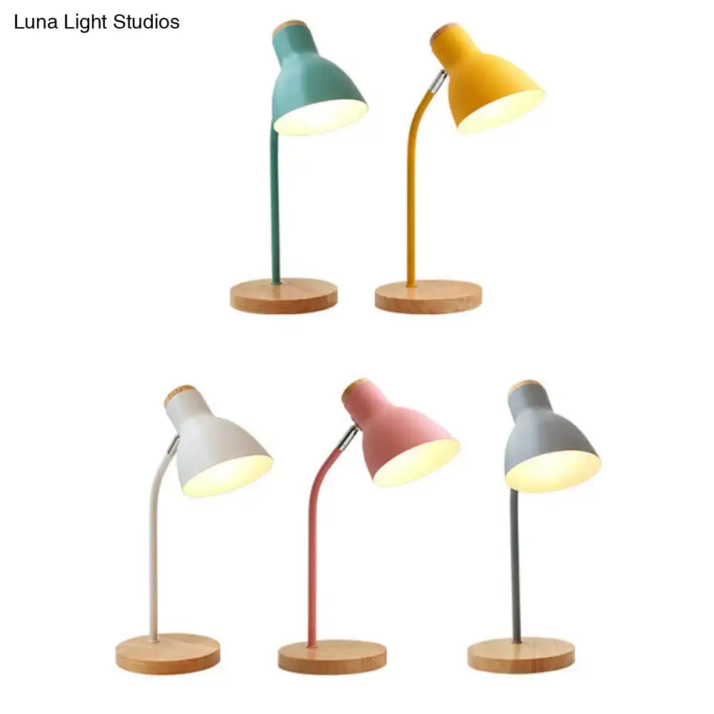White macaron metal table light bedroom adjustable gooseneck lamp