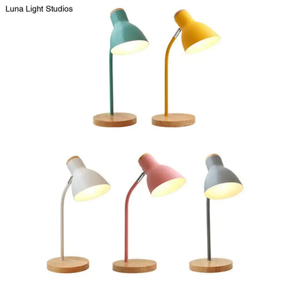 White macaron metal table light bedroom adjustable gooseneck lamp