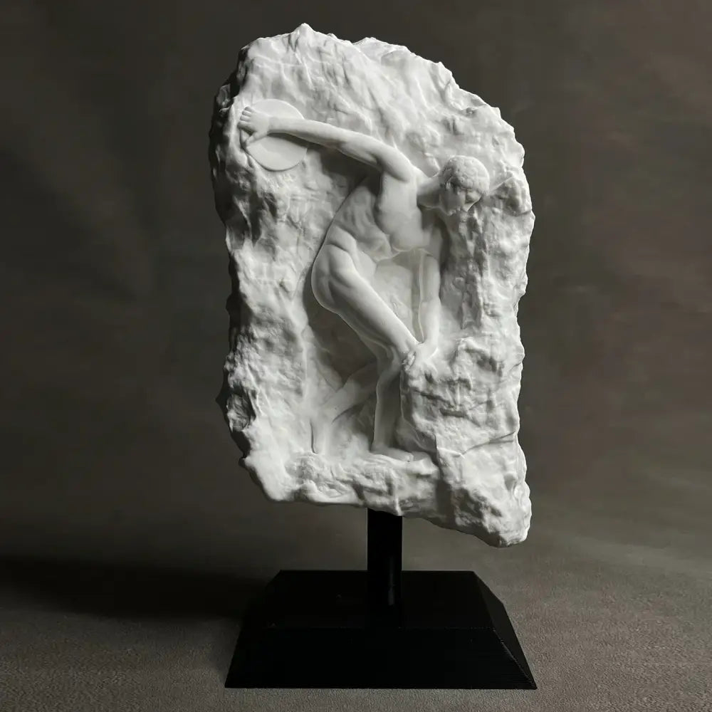 White marble discus throwing nude sculpture living room decor