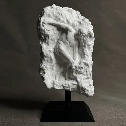 White marble discus throwing nude sculpture living room decor