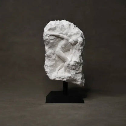 White marble discus throwing nude sculpture living room decor