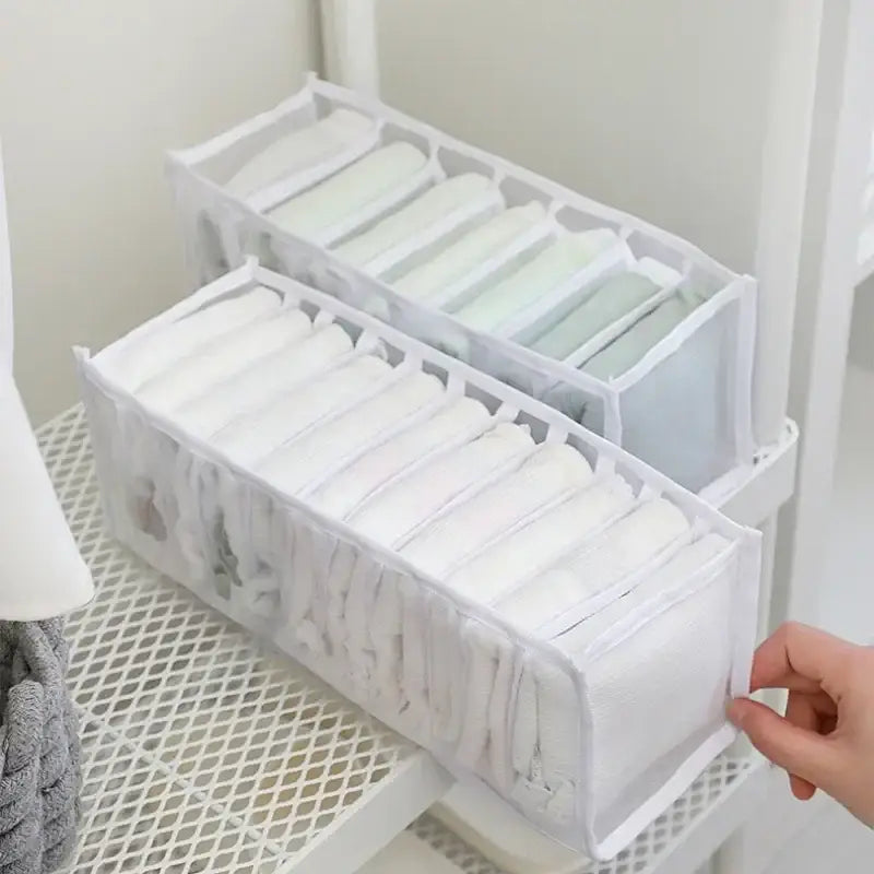 White mesh underwear organizer box set bedroom wardrobe storage