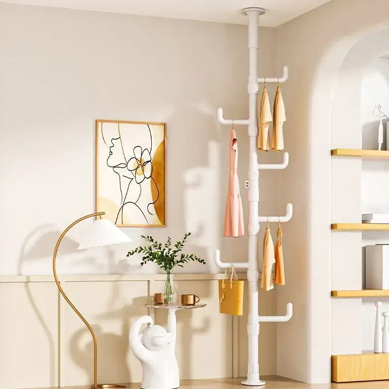 White multi tiered ladder clothing storage hanging rail bedroom