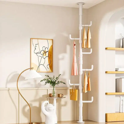White multi tiered ladder clothing storage hanging rail bedroom