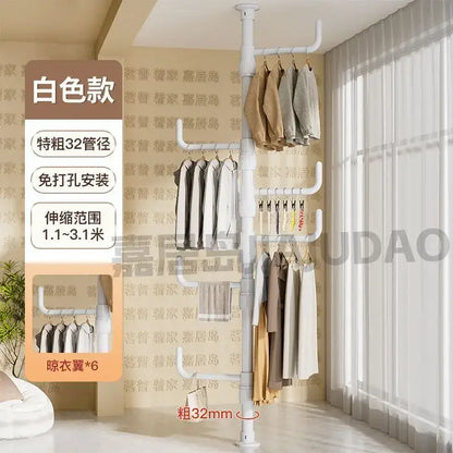 White multi tiered ladder clothing storage hanging rail bedroom