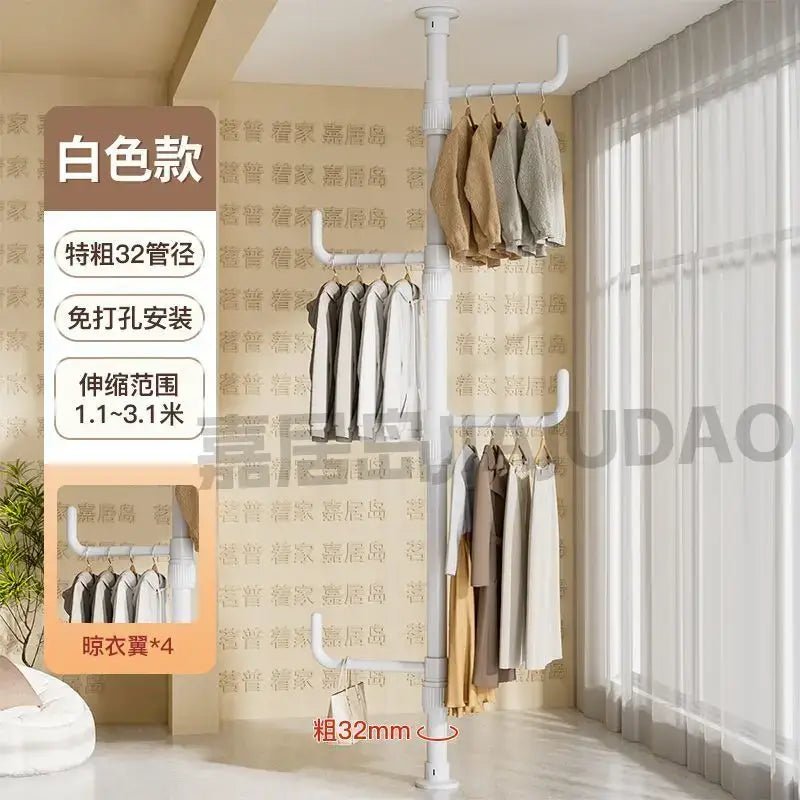 White multi tiered ladder clothing storage hanging rail bedroom