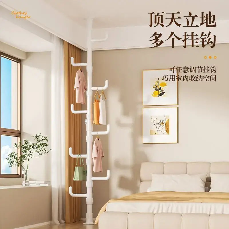 White multi tiered ladder clothing storage hanging rail bedroom
