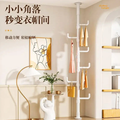 White multi tiered ladder clothing storage hanging rail bedroom